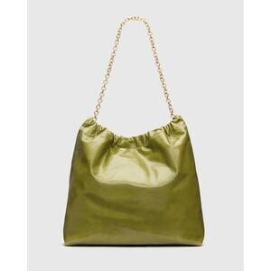 Reformation Dahlia Tote Bag Apple Green Leather Metal Chainlink Shoulder Bag